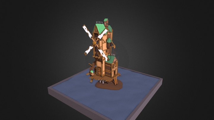 Water Mill House v2 3D Model