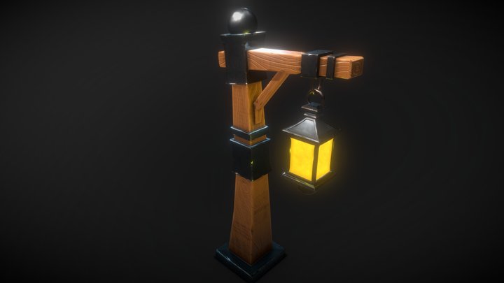stylized post and lamp 3D Model