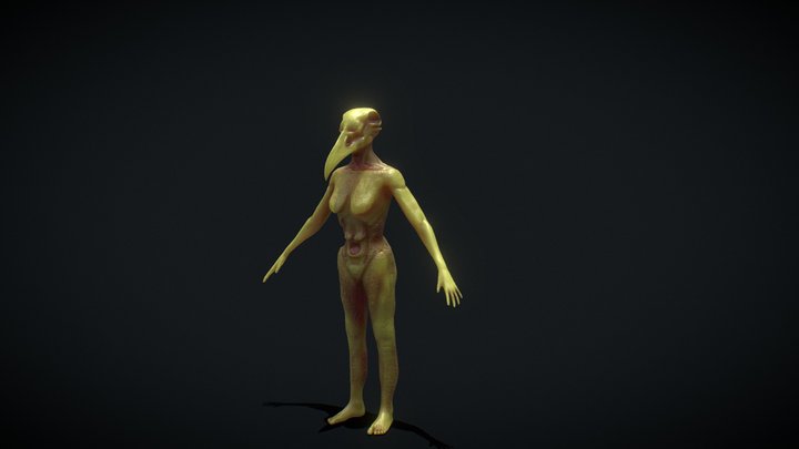 Undead Woman Low-poly 3D Model