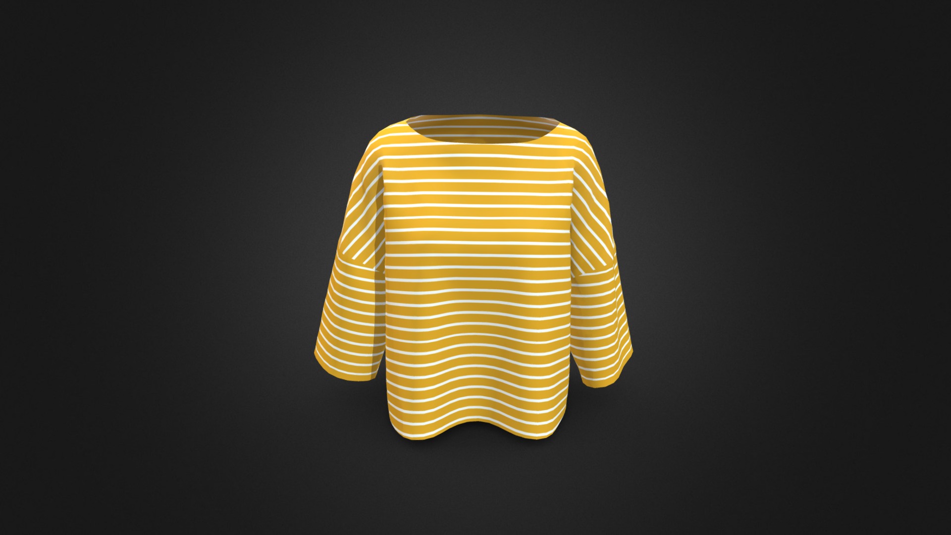 3D model Women’s Striped Drop Shoulder T-Shirt - This is a 3D model of the Women's Striped Drop Shoulder T-Shirt. The 3D model is about a yellow and white striped object.