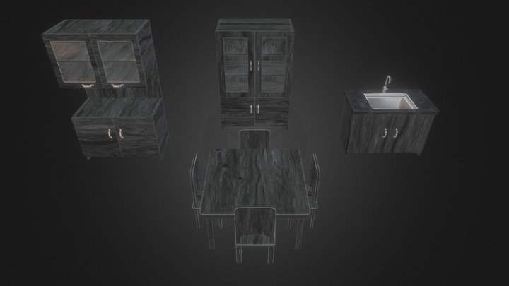 Silver Rose Kitchen Collection 3D Model