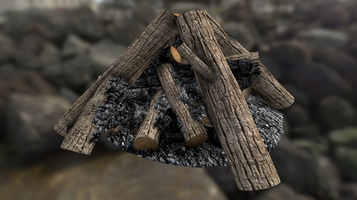 Campfire Wood Survival Warm and Light 3D Model