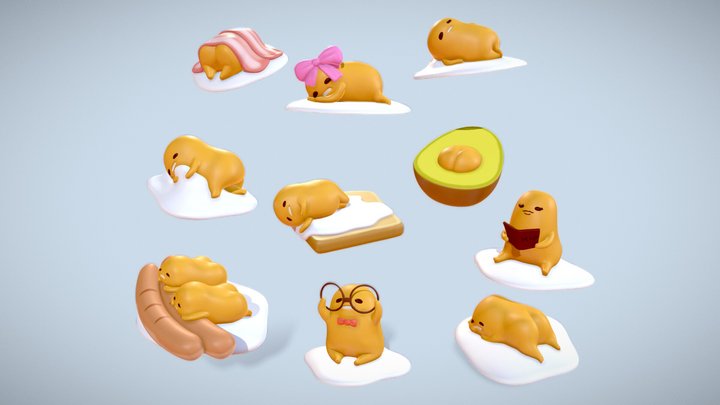 Gudetama printable miniatures 3D Model