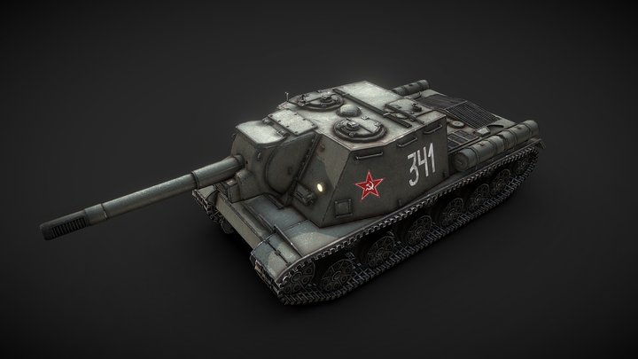 Lowpoly ISU 152 soviet-russian SPG. 3D Model