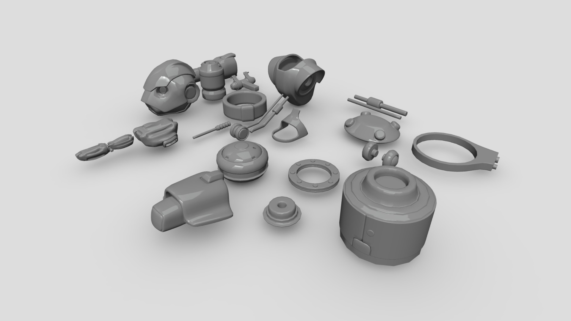 3D model Mechanical Parts - This is a 3D model of the Mechanical Parts. The 3D model is about a group of silver and black objects.