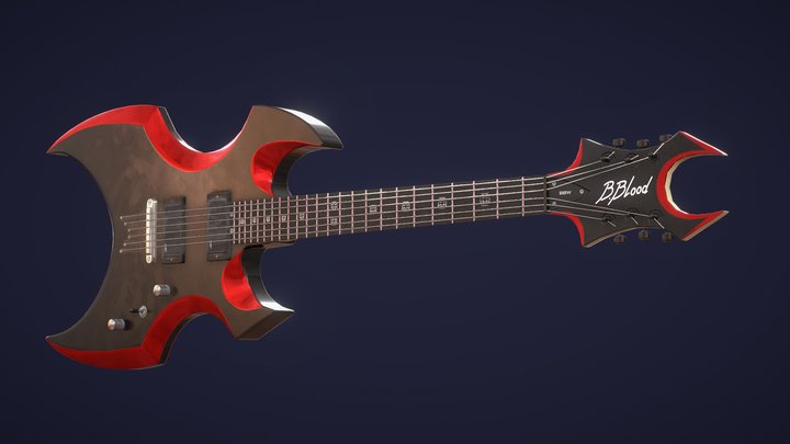 Metal Guitars Mix 3D Model