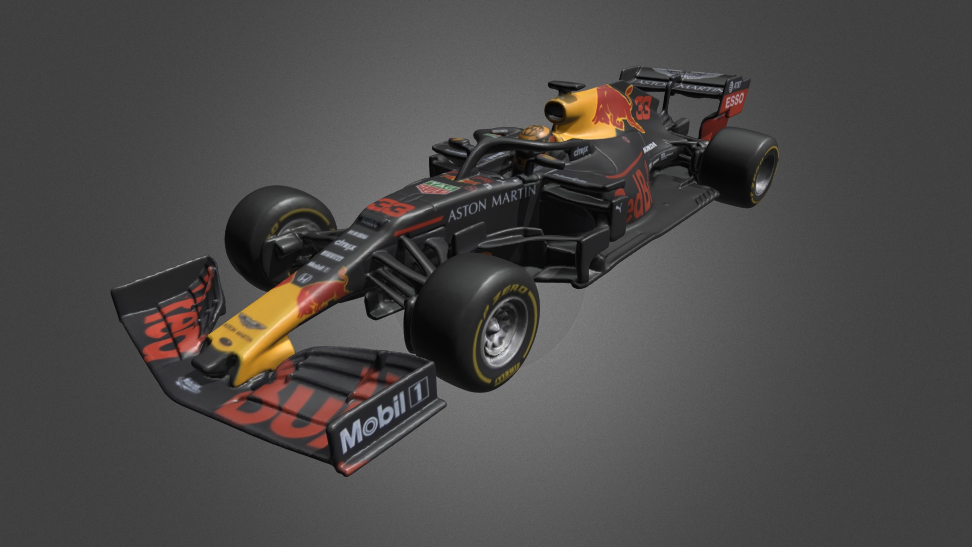 3D model Aston Martin Red Bull Racing RB15 - This is a 3D model of the Aston Martin Red Bull Racing RB15. The 3D model is about a race car on a white background.