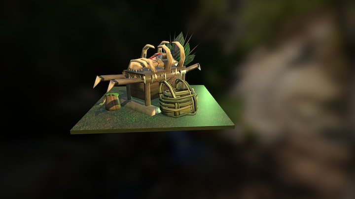 Amazonian Themed Chest, Bag and Drink Bottle 3D Model