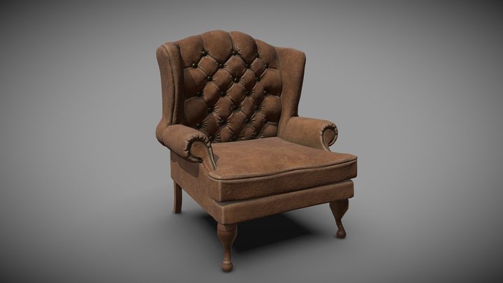 Wingback Chair Low 3D Model