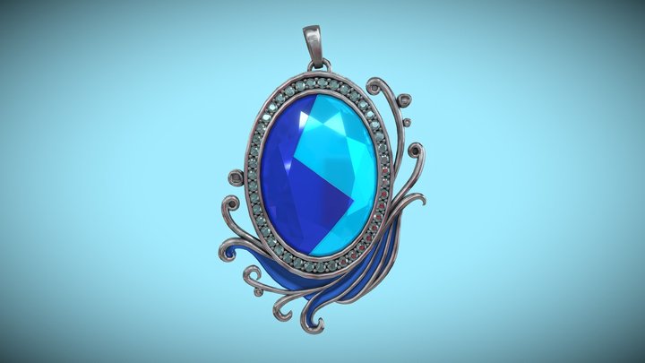 Sapphire Pendant with Inner Fracture 3D Model