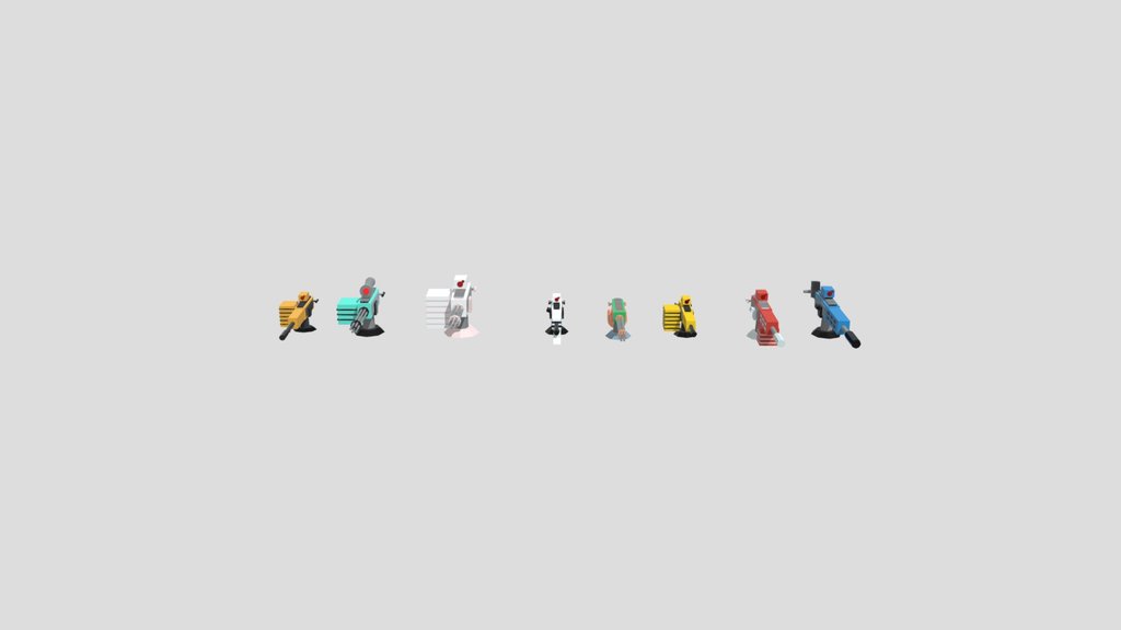 low poly machine gun peck