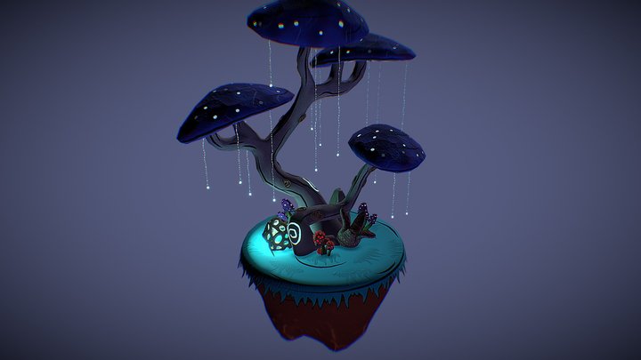 Mushroom Floating Land 3D Model
