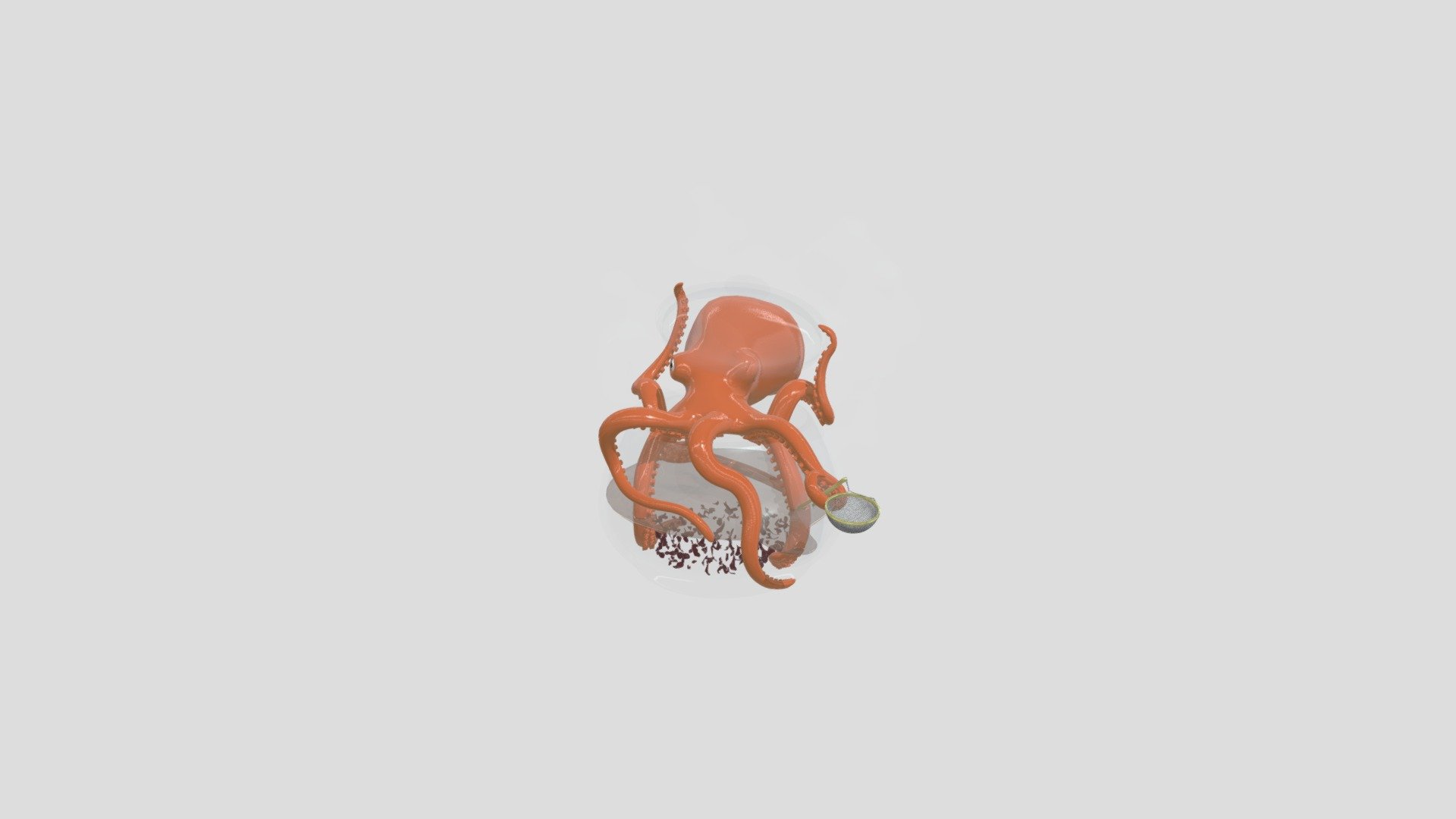 Cartoon Octopus Take A Tea Bath