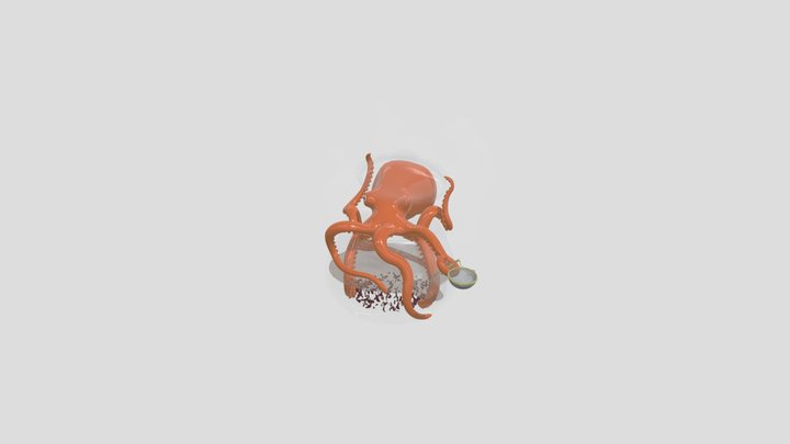 Cartoon Octopus Take A Tea Bath 3D Model