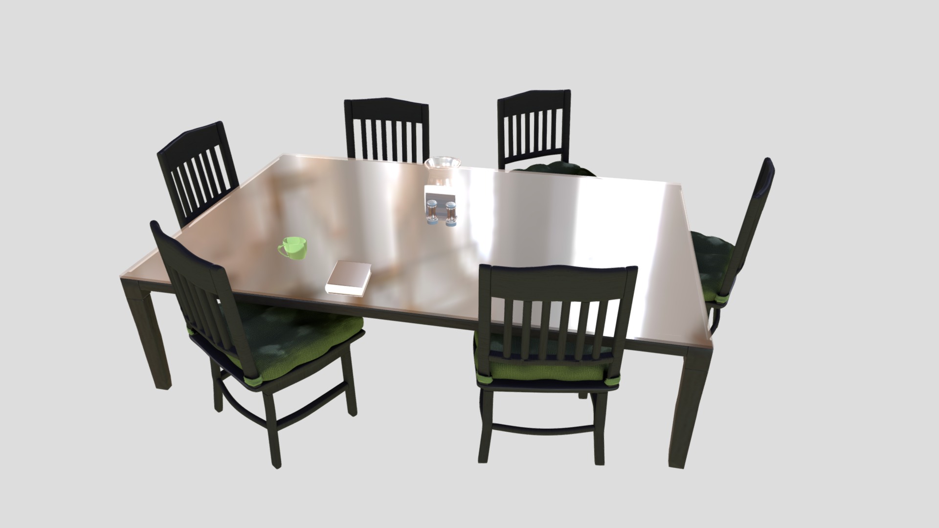 3D model Dining Set - This is a 3D model of the Dining Set. The 3D model is about a table with chairs around it.