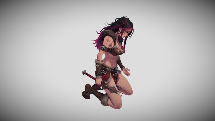 Kaela Bloodstorm: defeated barbarian warrior
