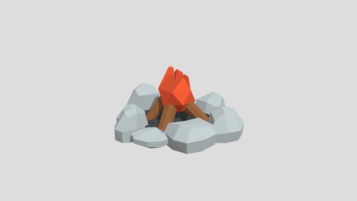 Low poly Fire Pit 3D Model