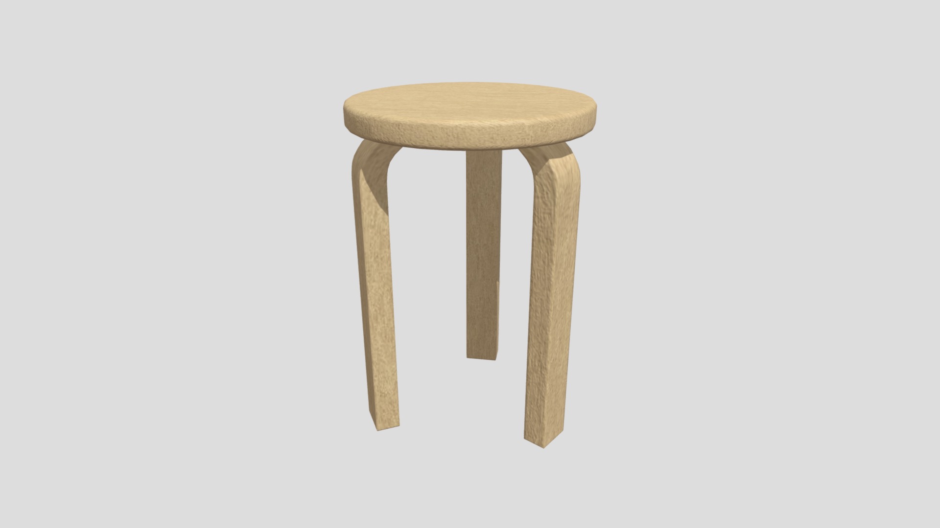 3D model Stool 3 Legs - This is a 3D model of the Stool 3 Legs. The 3D model is about a wooden stool on a white background.