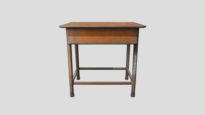 Wooden School Desk 3D Model