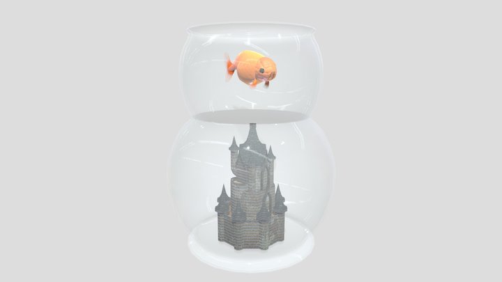 Goldfish In a Bowl (Textured) 3D Model