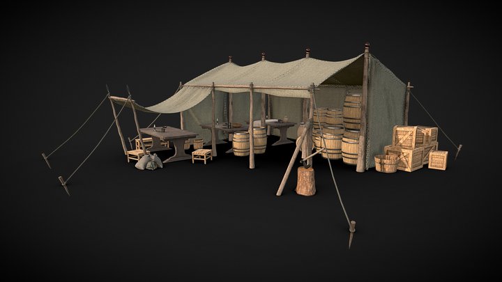 Medieval Market/ Tent_Prop_02 3D Model