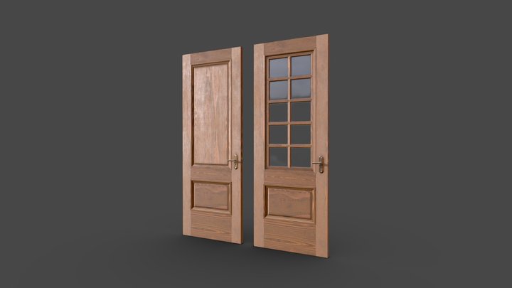 Rustic Wooden Doors - Game Ready Low-poly 3D Model