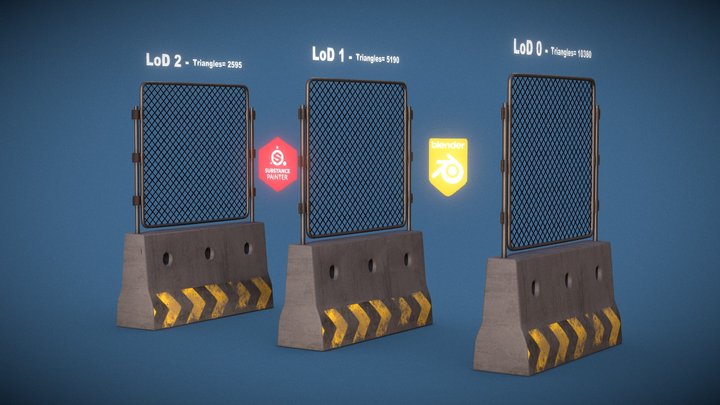 Free Gameready Crowd Control Barricade model 3D Model