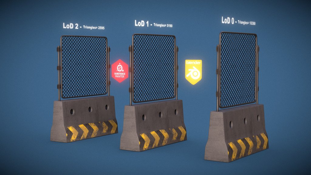 Free Gameready Crowd Control Barricade model