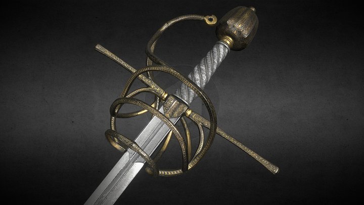 Swept Hilt Rapier 3D Model