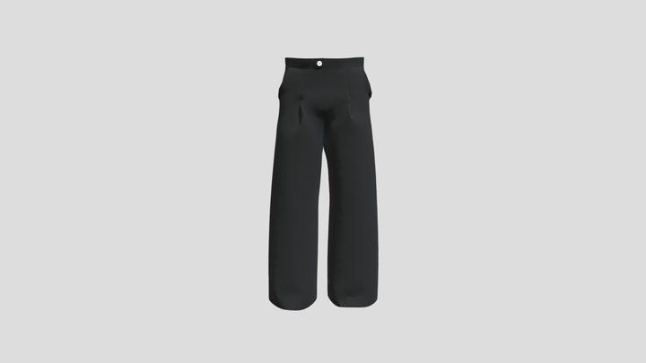 Box-pleated suit trousers 3D Model
