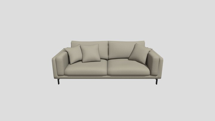 SOFA BEIGE FABRIC LOW POLY 3D Model