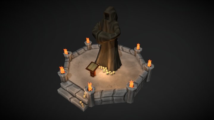 Dungeon Statue and base 3D Model
