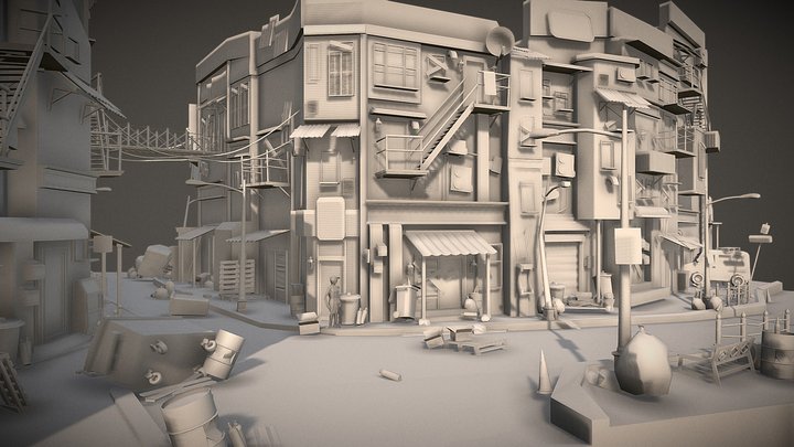 Street The Gardener Animation Blockout 3D Model