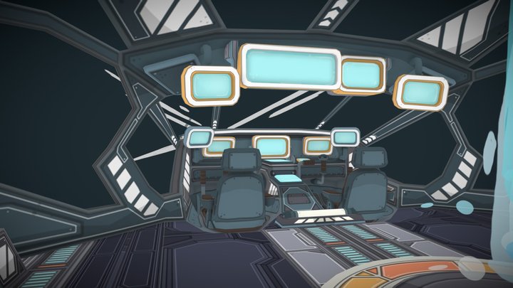 ToonSpaceship - Cockpit room 3D Model