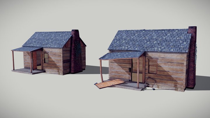 Log Cabin + Ruined Version 3D Model