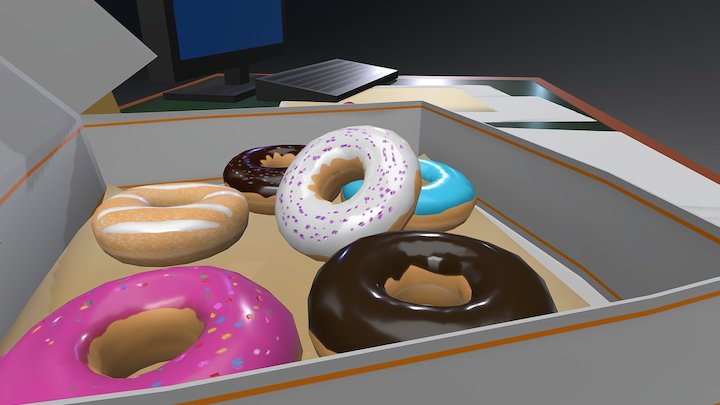 Donuts featuring office desk 3D Model