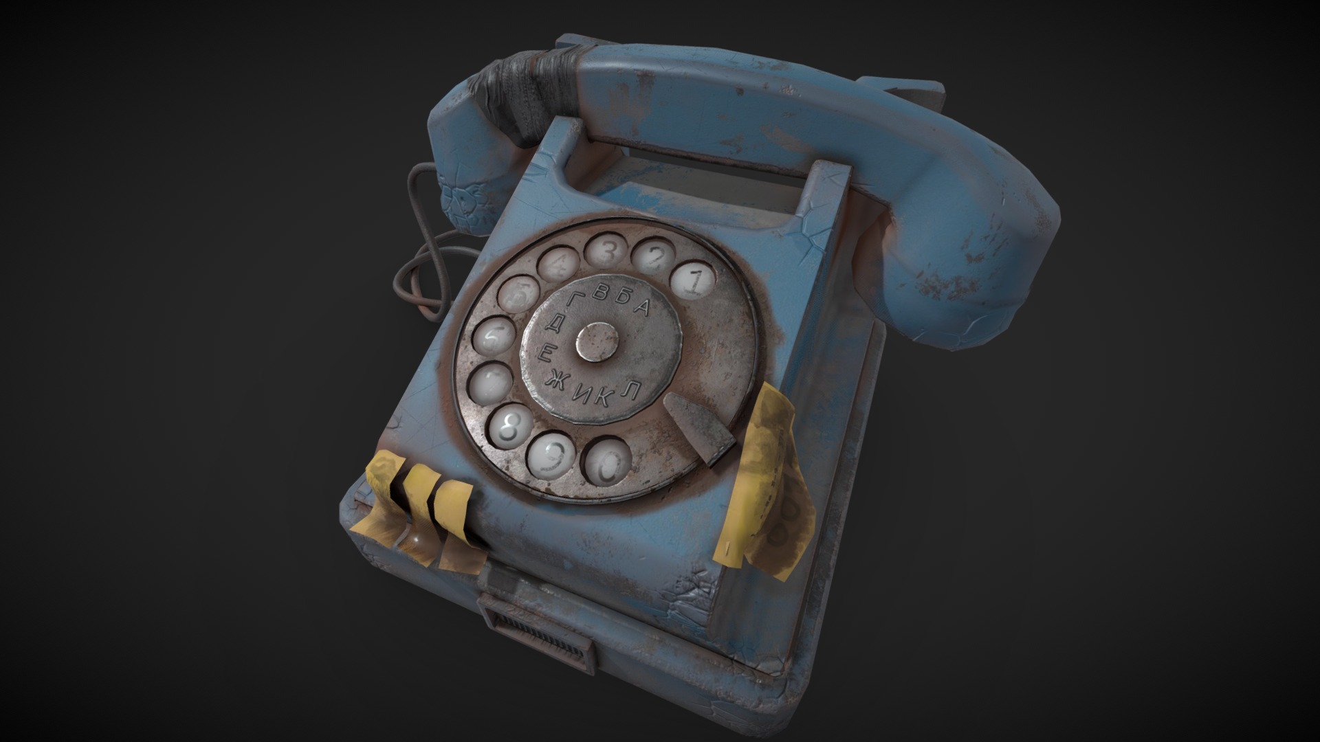 3D model Old Phone Blue 2 - This is a 3D model of the Old Phone Blue 2. The 3D model is about a close-up of a telephone.