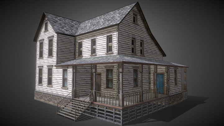 White Wooden House 3D Model