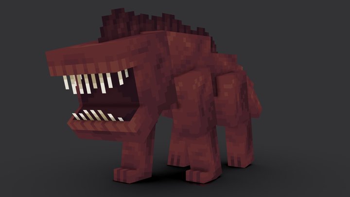 Eyeless Dog Minecraft Style 3D Model