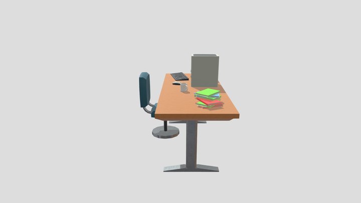 Old-styled Office Desk 3D Model