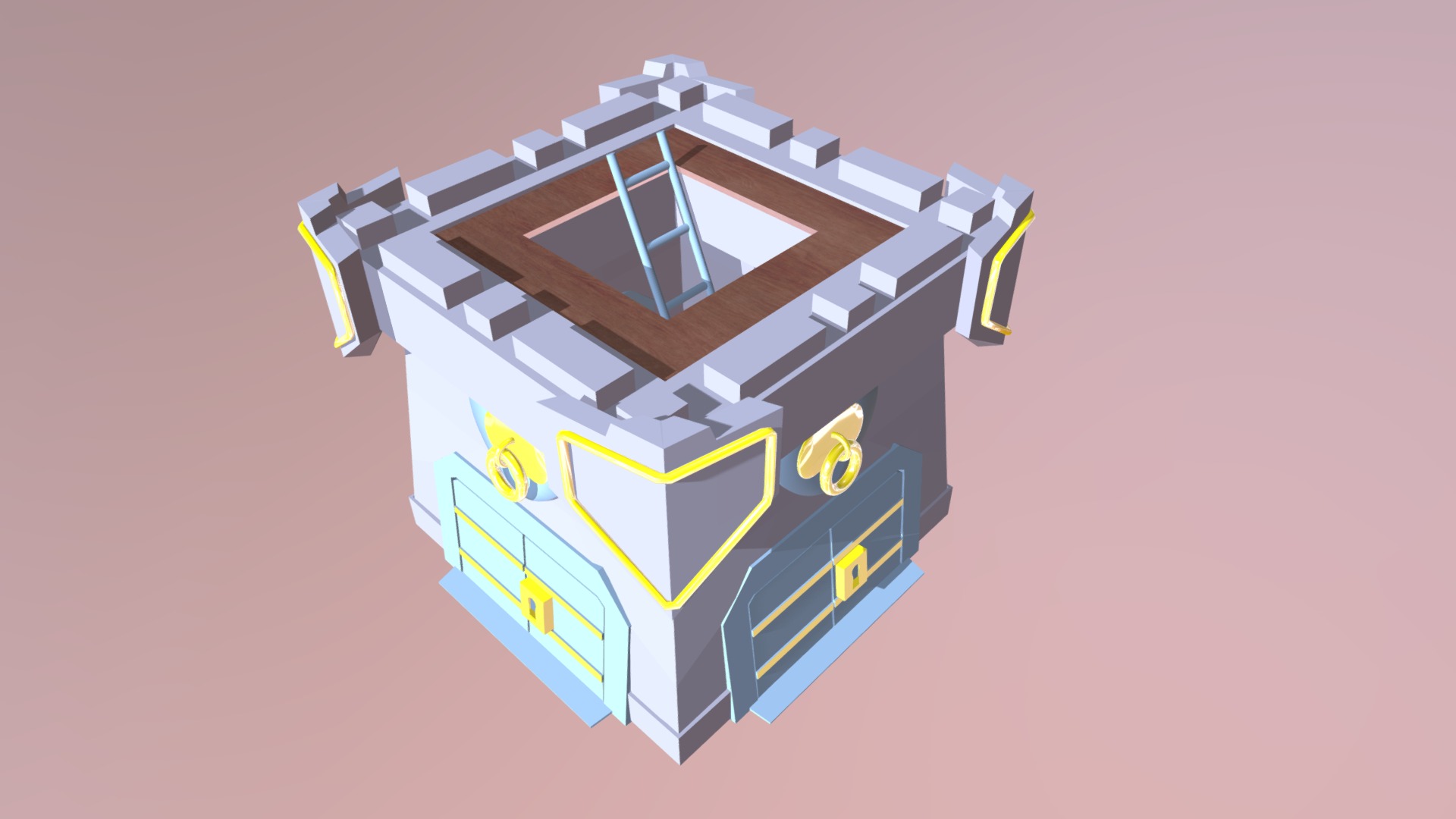 3D model Clan Castle - This is a 3D model of the Clan Castle. The 3D model is about a puzzle cube with a blue and yellow design.