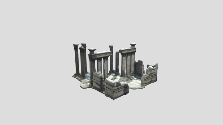 ancient stone ruins with columns, white stones 3D Model