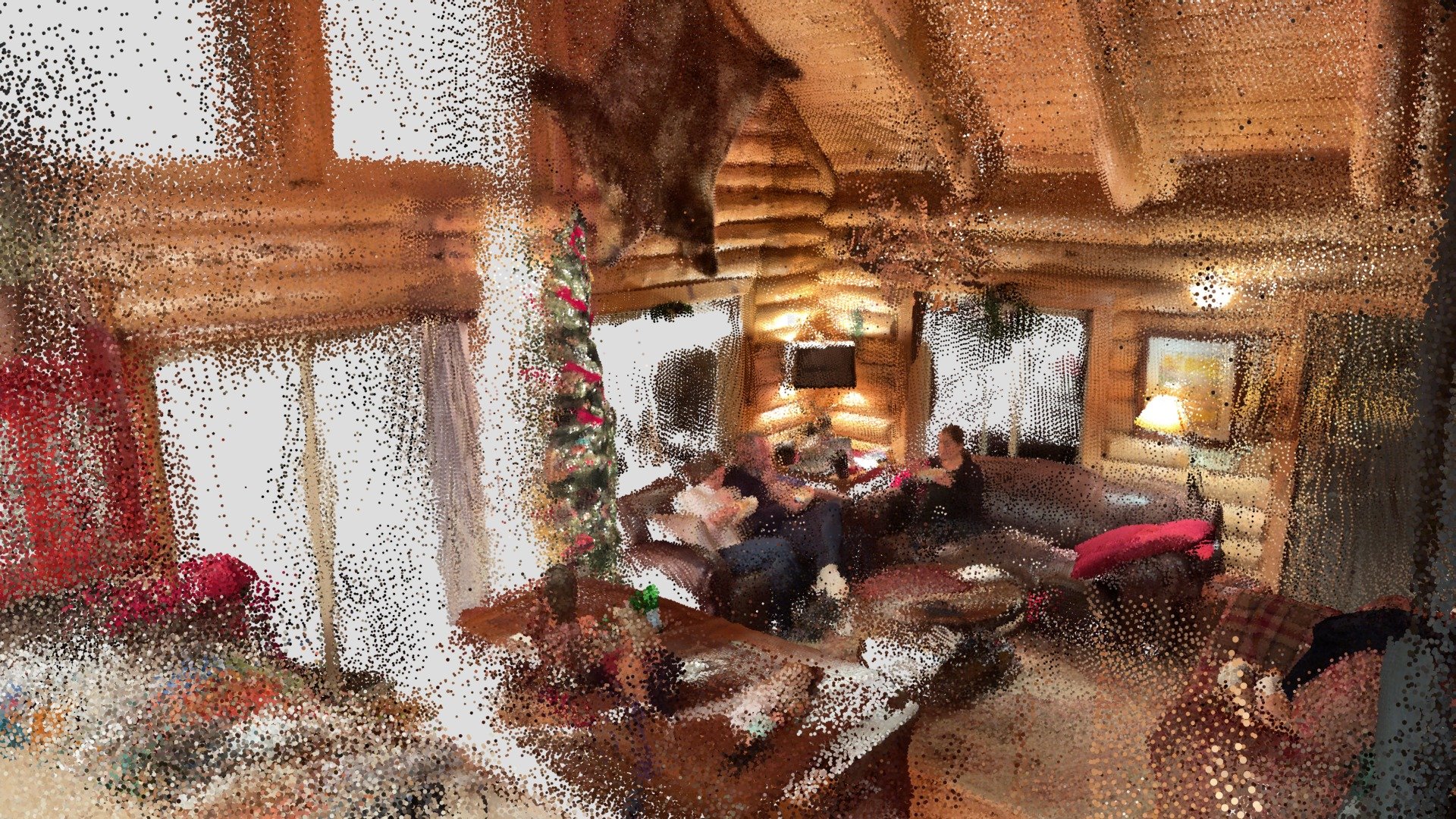 Inside our wood cabin in Southern Oregon