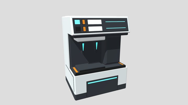 Low Poly Sci-Fi Coffee Machine 3D Model