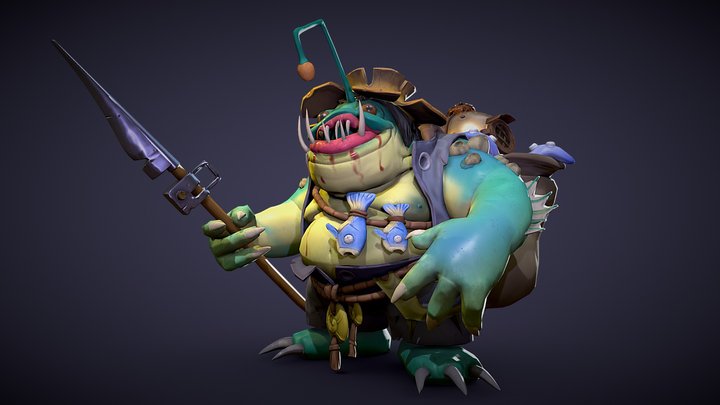 DeepSea Fishman Character 3D Model