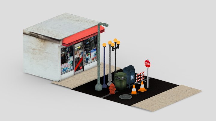 Retro 3D Assets Pack - Urban Props #1 3D Model