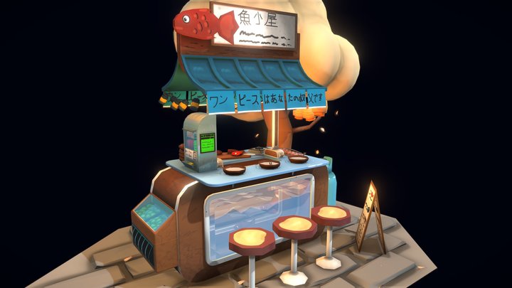 stylized japanese food hut 3D Model