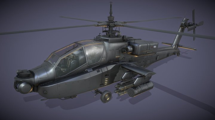 AH-64 Apache (USA Attack Helicopter) 3D Model