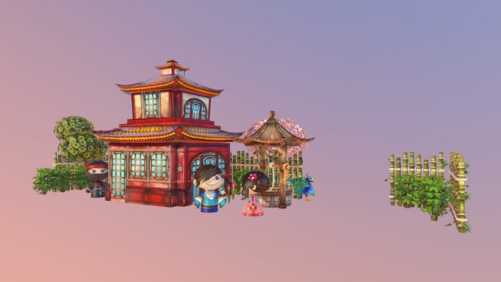 Asian Bundle for Kids - Demo-scene 3D Model