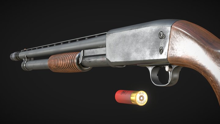 Pump Shotgun (Ithaca 37) Game Model 3D Model